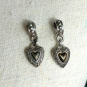 Brighton Mini Heart Post Earrings Two-tone Dangle Silver Plated